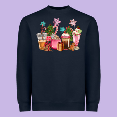 Pink Christmas Coffe Cups Heavyweight Sweatshirt Designed By Cowgirlartshop
