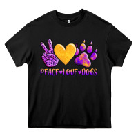 Black peace love dogs Heavy Core Tee - AdoDesignShop