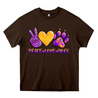 Chocolate Brown peace love dogs Heavy Core Tee - AdoDesignShop