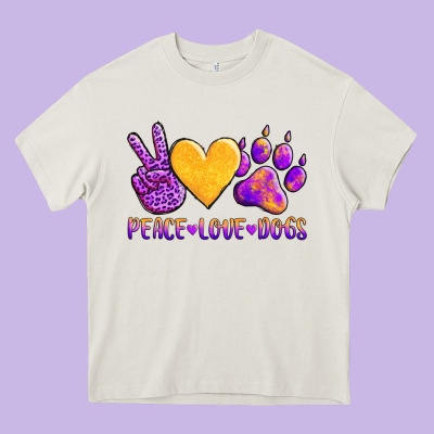 Peace Love Dogs Heavy Core Tee Designed By Adodesignshop