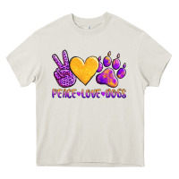 Cream peace love dogs Heavy Core Tee - AdoDesignShop