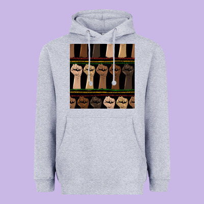 Melanin Rised Fist Seamless Pattern Heavyweight Hoodie Designed By Bundleandbundleshop
