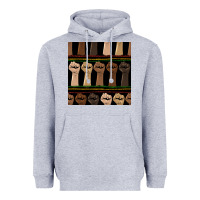 Heather Grey melanin rised fist seamless pattern Heavyweight Hoodie - BundleAndBundleShop