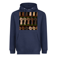 Navy melanin rised fist seamless pattern Heavyweight Hoodie - BundleAndBundleShop