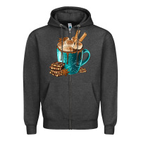 Charcoal Heather Chocolate And Coffee Zipper Hoodie - FaDigitalArtStudio