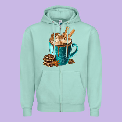 Chocolate And Coffee Zipper Hoodie Designed By Fadigitalartstudio
