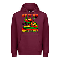 Burgundy Steppin' into Juneteenth Premium Hoodie - FaDigitalArtStudio