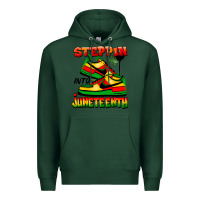Sports Green Steppin' into Juneteenth Premium Hoodie - FaDigitalArtStudio