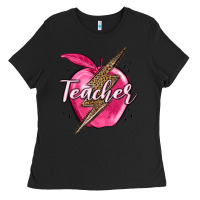Black teacher lightning bolt valentine s day Ladies Tee - MaliasSmallBusiness