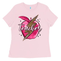 Bubblegum Pink teacher lightning bolt valentine s day Ladies Tee - MaliasSmallBusiness