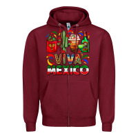 Burgundy Viva Mexico Coffee Cups With Cactus And Tequila Zipper Hoodie - FaDigitalArtStudio