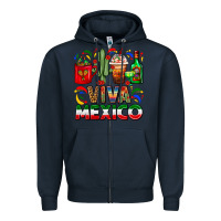 Navy Viva Mexico Coffee Cups With Cactus And Tequila Zipper Hoodie - FaDigitalArtStudio