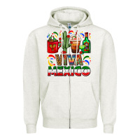 Oatmeal Heather Viva Mexico Coffee Cups With Cactus And Tequila Zipper Hoodie - FaDigitalArtStudio
