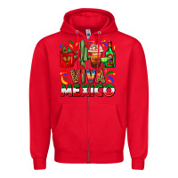 Red Viva Mexico Coffee Cups With Cactus And Tequila Zipper Hoodie - FaDigitalArtStudio