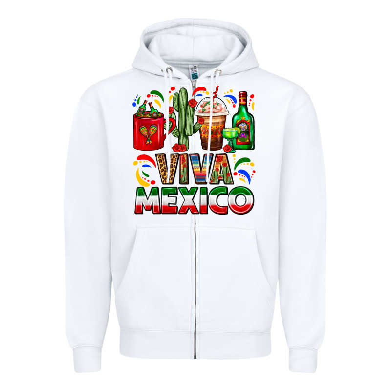Viva Mexico Coffee Cups With Cactus And Tequila Zipper Hoodie by FaDigitalArtStudio | Teevron