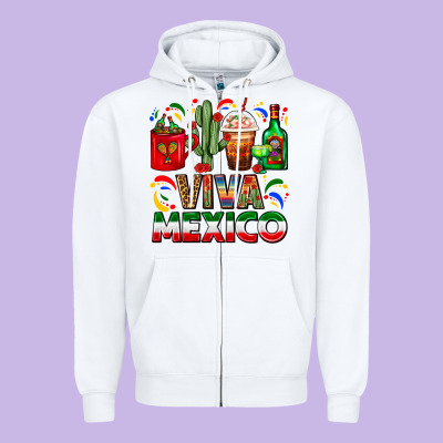 Viva Mexico Coffee Cups With Cactus And Tequila Zipper Hoodie Designed By Fadigitalartstudio