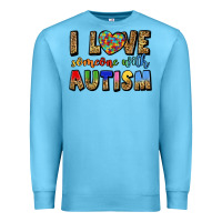 Ocean Blue i love someone with autism Premium Sweatshirt - LillyAllenDesigns