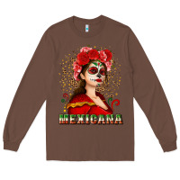 Chestnut Sugar skull girl with Mexicana Long Sleeve Tee - NancyCooperArtShop