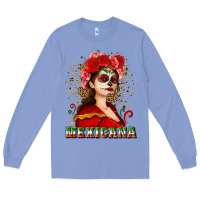 Colony Blue Sugar skull girl with Mexicana Long Sleeve Tee - NancyCooperArtShop