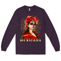 Plum Sugar skull girl with Mexicana Long Sleeve Tee - NancyCooperArtShop