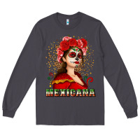 Smoke Sugar skull girl with Mexicana Long Sleeve Tee - NancyCooperArtShop