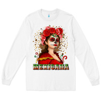 White Sugar skull girl with Mexicana Long Sleeve Tee - NancyCooperArtShop