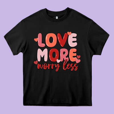 Love More Worry Less Heavy Core Tee Designed By Maliassmallbusiness