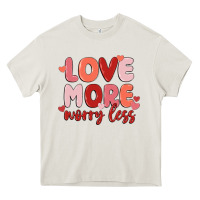 Cream love more worry less Heavy Core Tee - MaliasSmallBusiness