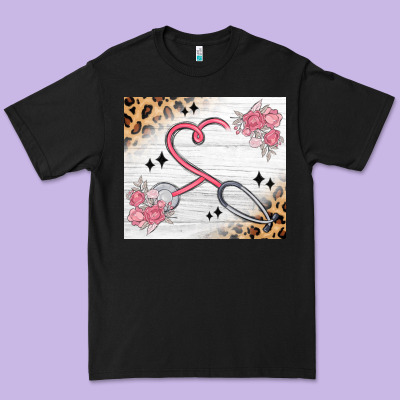Customized Leopard Floral Nurse Premium Tee Designed By Maliassmallbusiness