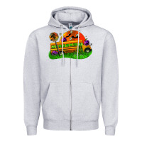 Heather Grey Halloween School Bus Zipper Hoodie - FaDigitalArtStudio