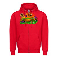 Red Halloween School Bus Zipper Hoodie - FaDigitalArtStudio