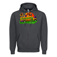 Smoke Halloween School Bus Zipper Hoodie - FaDigitalArtStudio