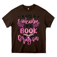 Chocolate Brown i'm not a booksorm i'm a book dragon Heavy Core Tee - MaliasSmallBusiness