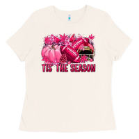 Bone Tis' the season Football Breast Cancer Ladies Tee - NancyCooperArtShop