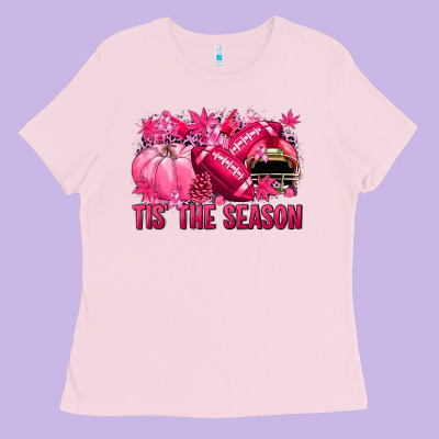 Tis' The Season Football Breast Cancer Ladies Tee Designed By Nancycooperartshop