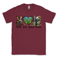 Burgundy Peace Love Giant Panda Classic Tee - LillyAllenDesigns