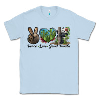 Dusty Blue Peace Love Giant Panda Classic Tee - LillyAllenDesigns