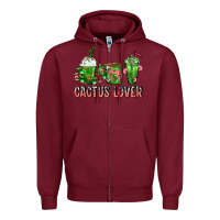 Burgundy Cactus Lover Cactus Coffee Cups Zipper Hoodie - FaDigitalArtStudio