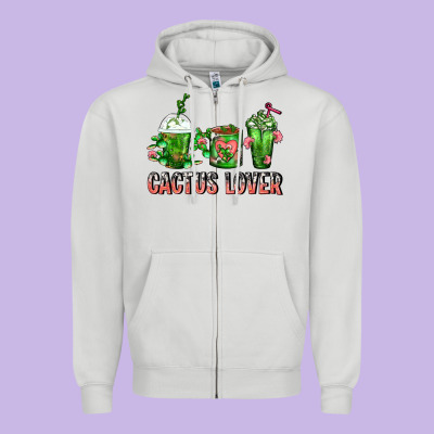 Cactus Lover Cactus Coffee Cups Zipper Hoodie Designed By Fadigitalartstudio