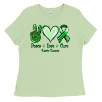 Matcha Peace love cure Liver Cancer Ladies Tee - NancyCooperArtShop