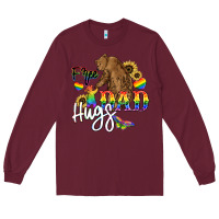 Burgundy Free Dad hugs Long Sleeve Tee - NancyCooperArtShop