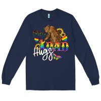 Navy Free Dad hugs Long Sleeve Tee - NancyCooperArtShop