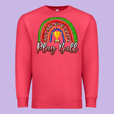 Play Ball Football Rainbow Premium Sweatshirt Designed By Cowhidedigitalart