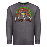 Charcoal Heather Play Ball Football Rainbow Premium Sweatshirt - CowhideDigitalArt