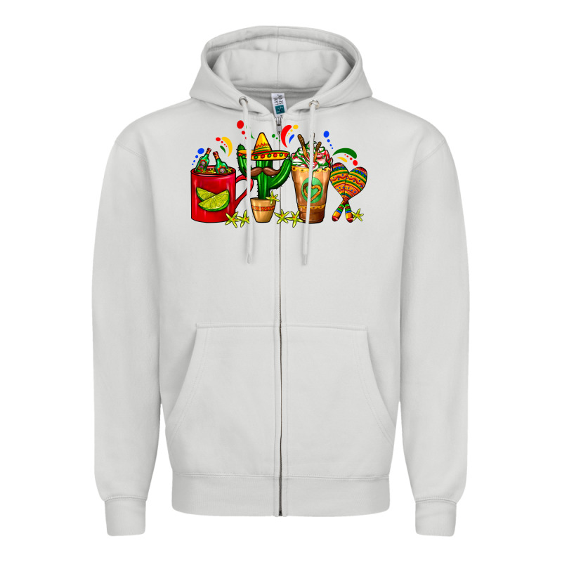 Mexico Coffee Cups With Cactus Sombrero And Maraca Zipper Hoodie by FaDigitalArtStudio | Teevron