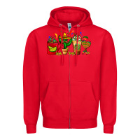 Red Mexico Coffee Cups With Cactus Sombrero And Maraca Zipper Hoodie - FaDigitalArtStudio