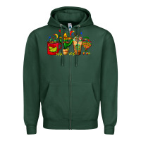 Sports Green Mexico Coffee Cups With Cactus Sombrero And Maraca Zipper Hoodie - FaDigitalArtStudio