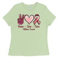 Matcha Peace love cure Uterine Cancer Ladies Tee - NancyCooperArtShop