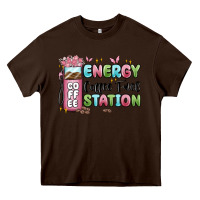 Chocolate Brown energy coffee fuel station Heavy Core Tee - MaliasSmallBusiness
