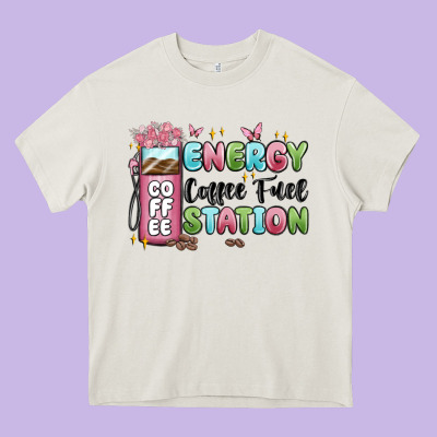 Energy Coffee Fuel Station Heavy Core Tee Designed By Maliassmallbusiness